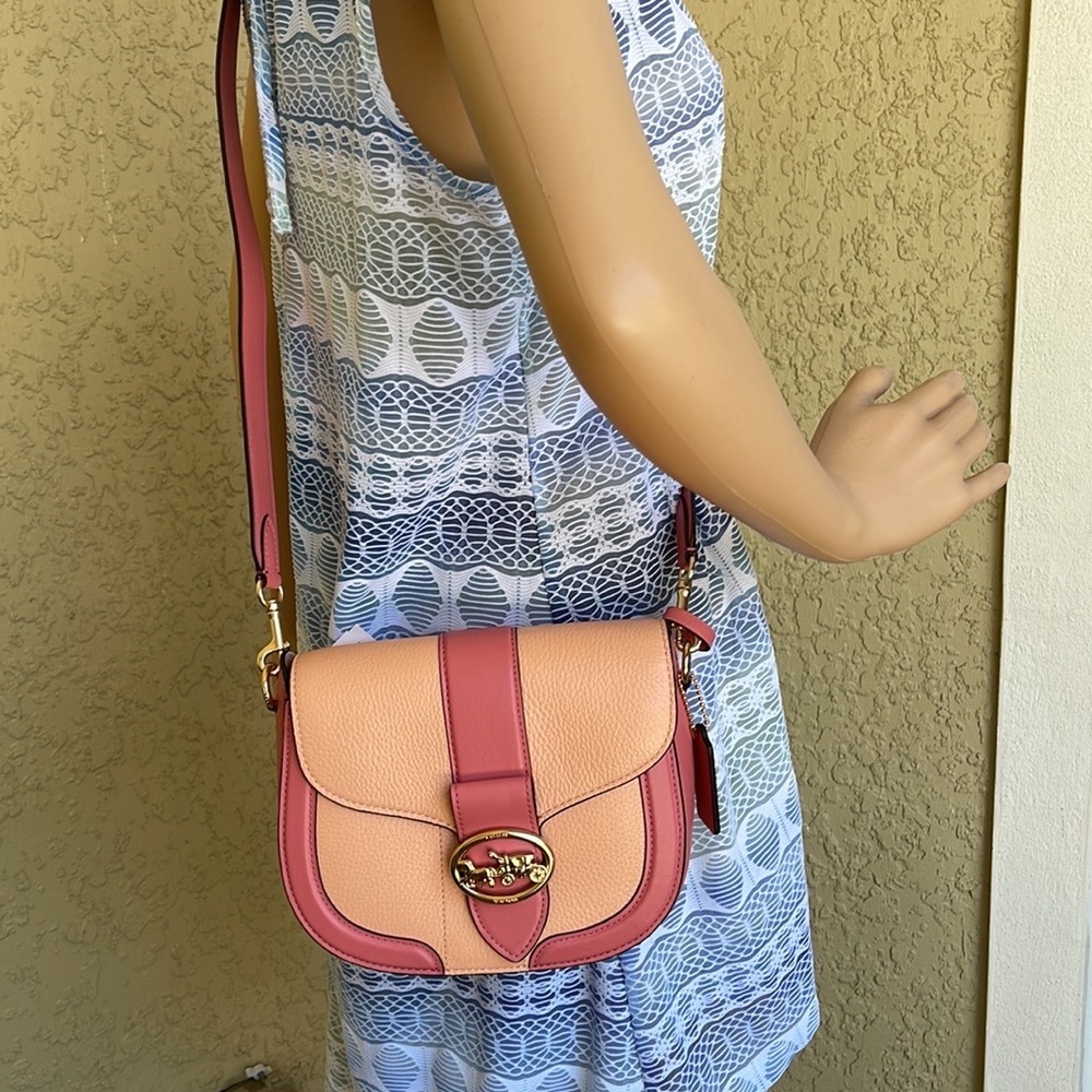 Coach Georgie Saddle Bag In Colorblock
Gold/Faded Blush/Taffy - Picture 8 of 16